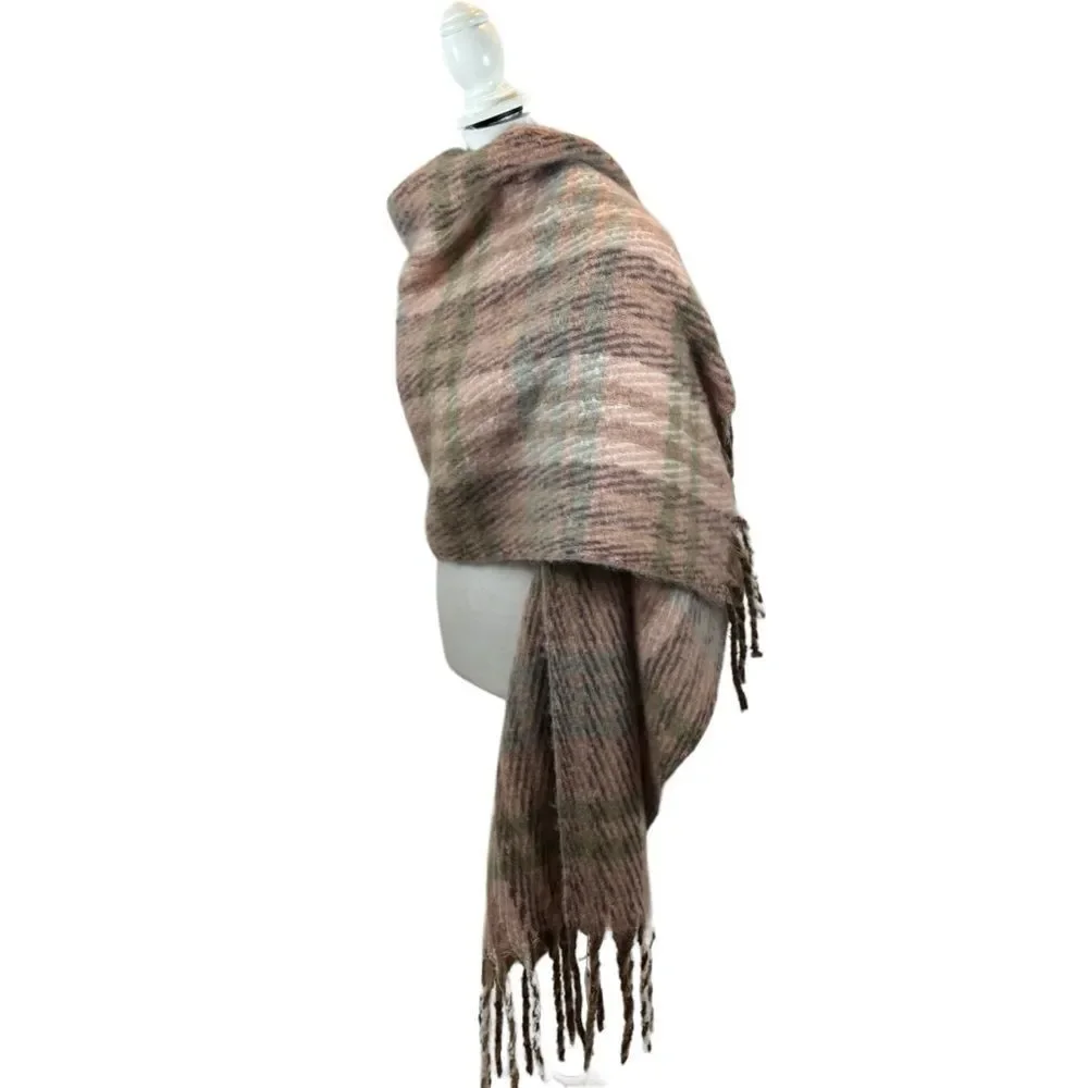 Brand new‎ with Tags Ladies Macchia Di Ruggine Brand Plaid Fringe Scarf Large